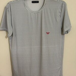 Emporio Armani Gray Striped Short Sleeve Tee
